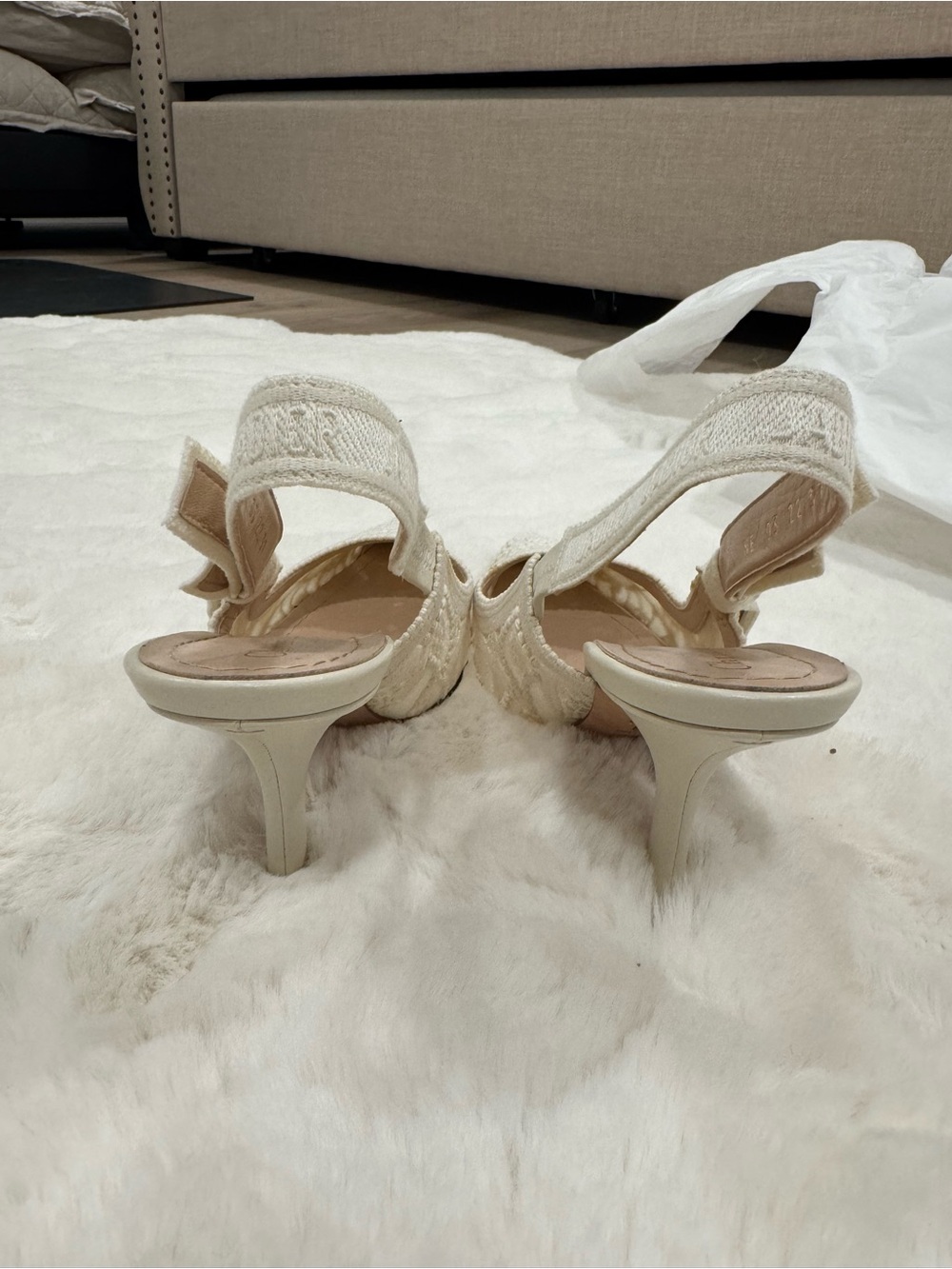 Christian Dior J'adior lace and leather slingback pumps - Picture 6 of 12